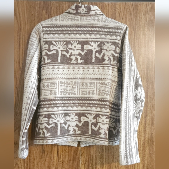 Patterned Alpaca Wool Unique Brown and Cream Jacket XSmall - Picture 7 of 7